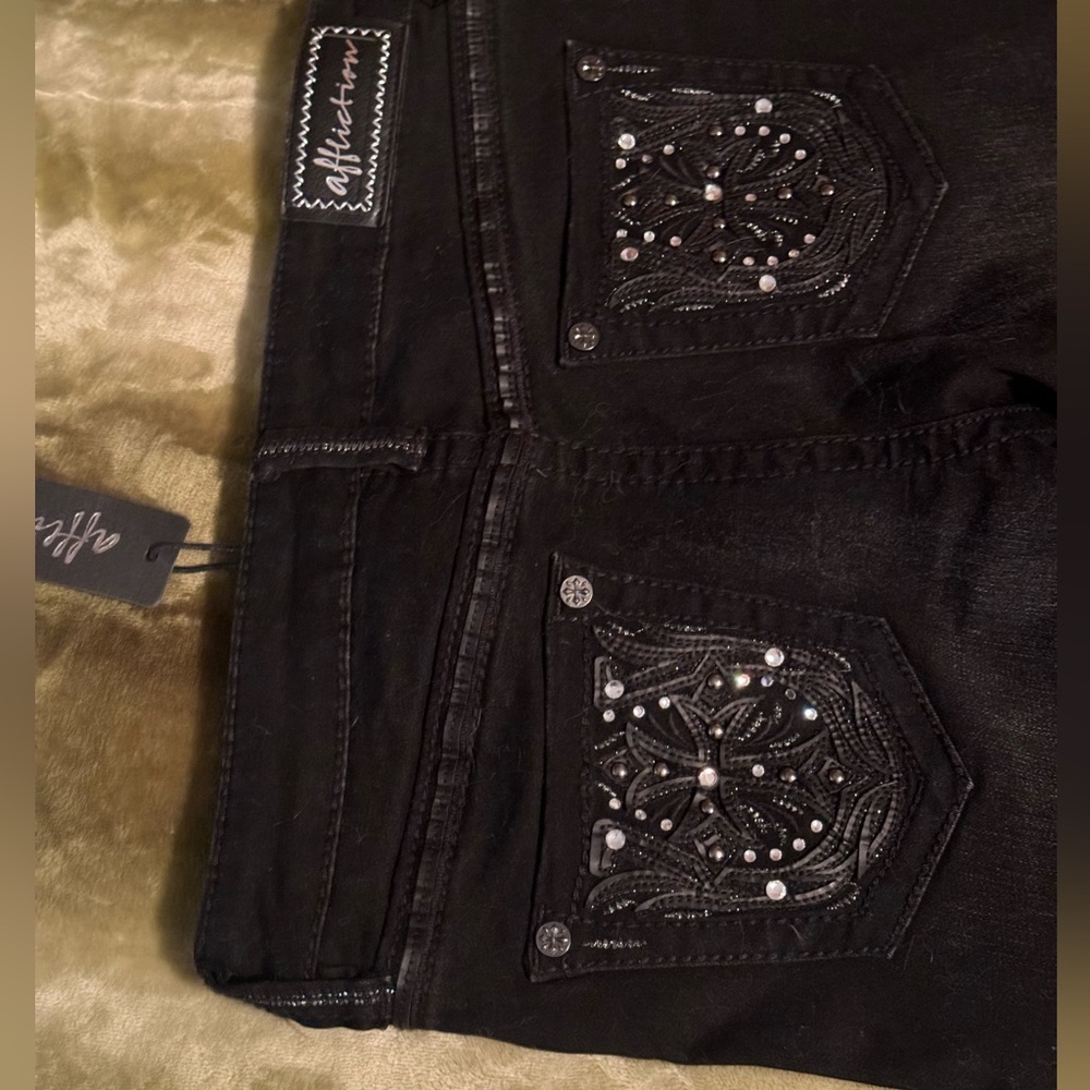 NWT Affliction Jade style black denim jeans 28
